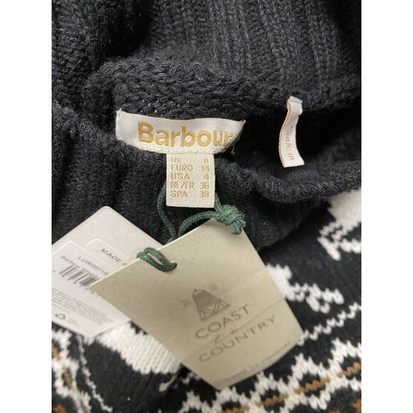 Barbour Sz 4 Sweater Dress Kingsbury Knit Black Reindeer Midi Classic Cozy New - Picture 10 of 12